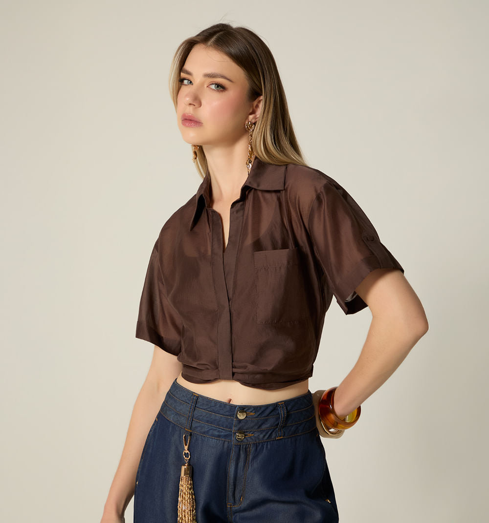 BLUSA MANGA CORTA CON ENTORCHE