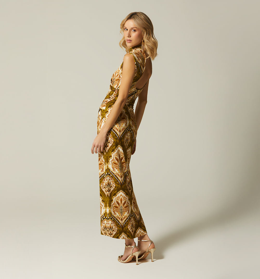 VESTIDO MIDI CUELLO ALTO