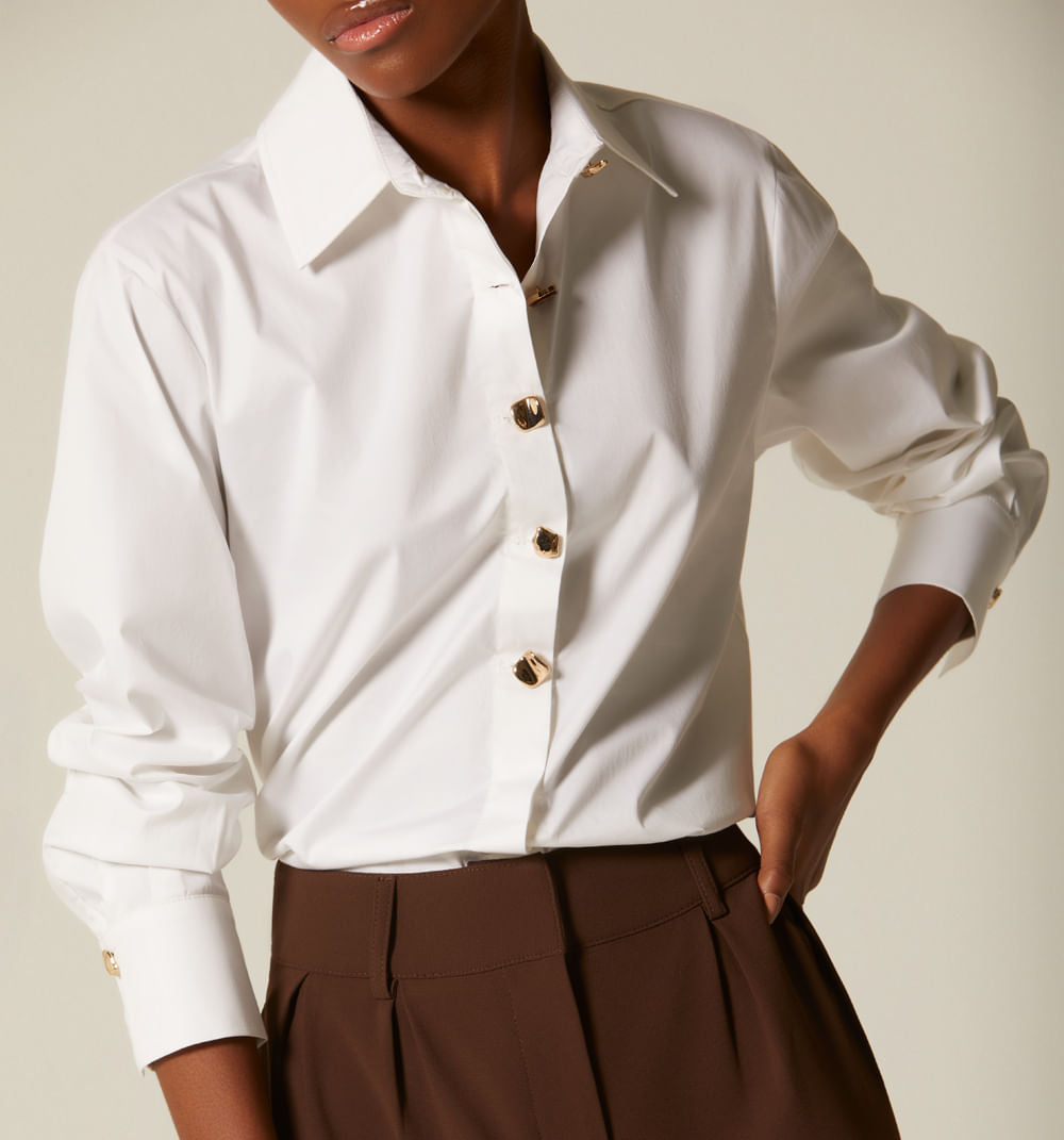 BLUSA CAMISERA LARGA BOTONES DE LUJO