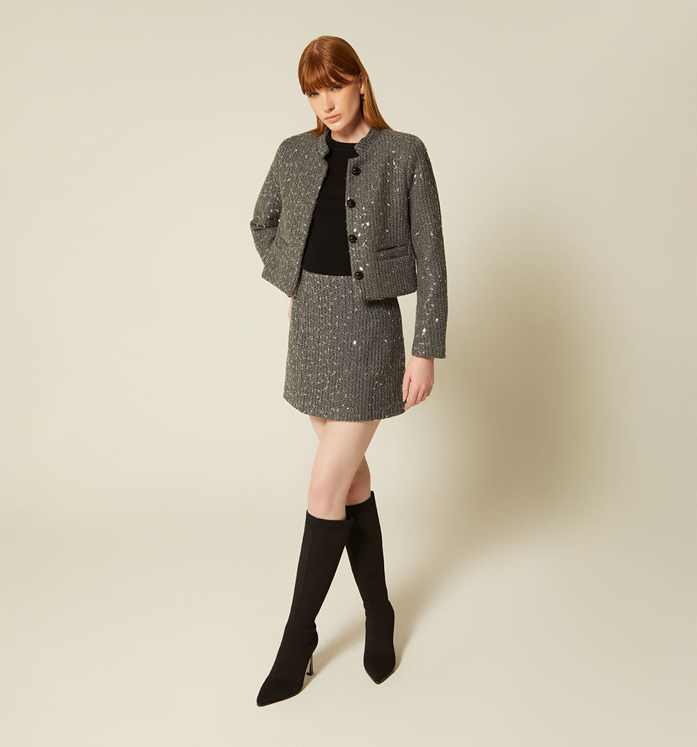 CHAQUETA CORTA CUELLO MAO