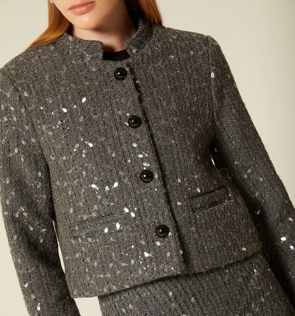 CHAQUETA CORTA CUELLO MAO