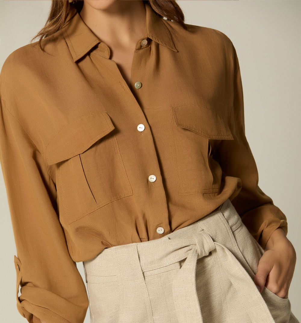 BLUSA MANGA LARGA CON BOLSILLO